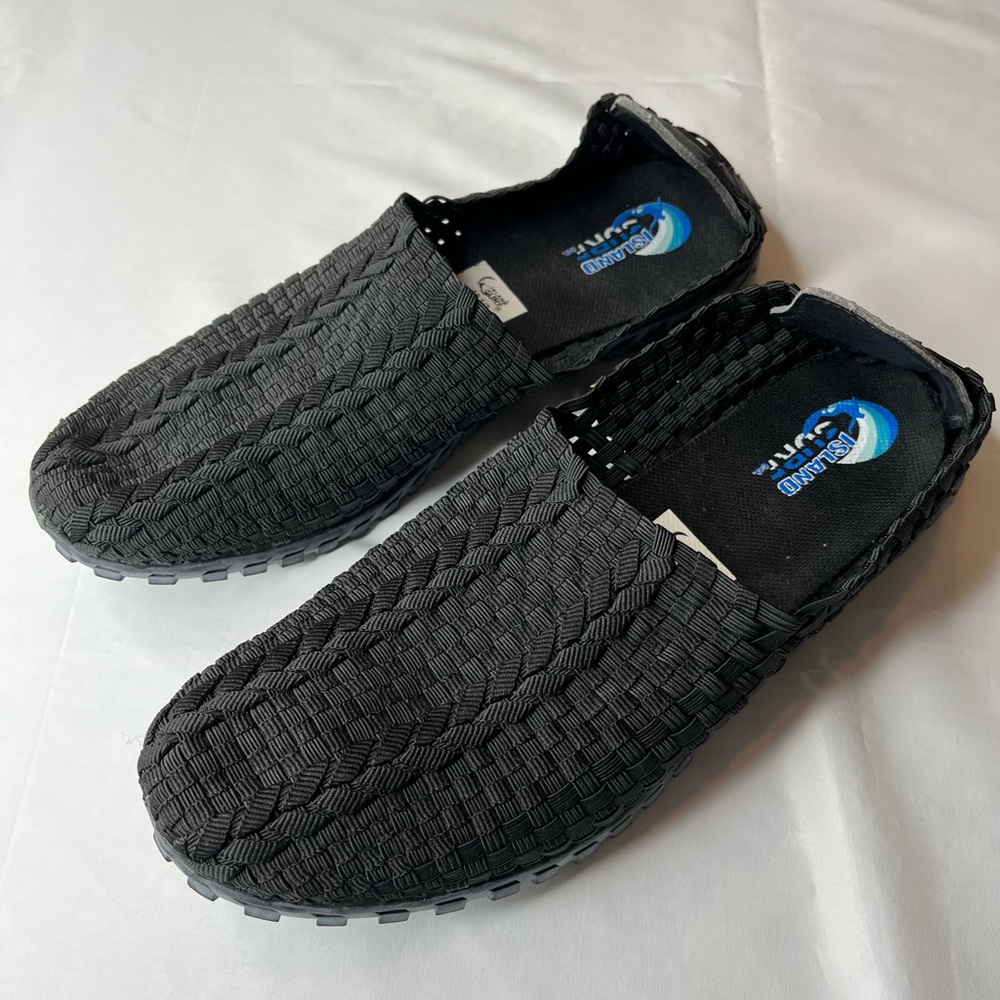 Island Surf  rare hard to find water shoe sandal 10 1/2 black woven